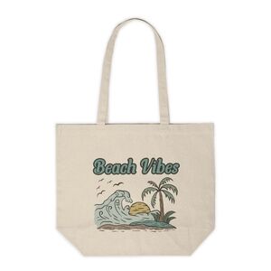 Beach Vibes Custom Canvas Tote Bag